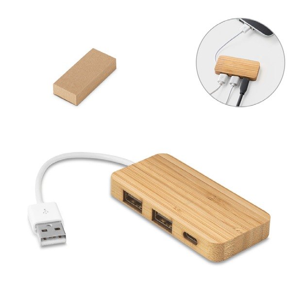 Concentrador USB Moser de bambú